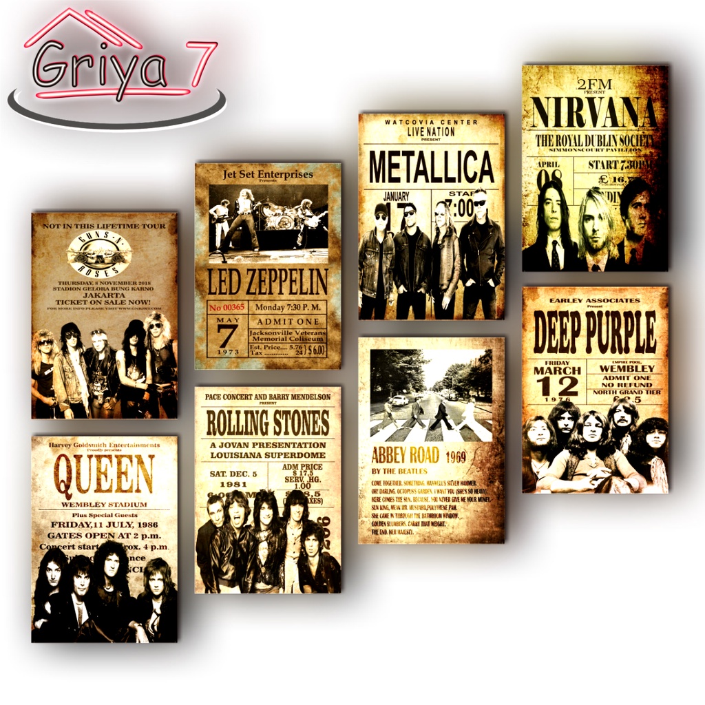 (COD)  HIASAN DINDING BAND RETRO KLASIK I CLASSIC I VINTAGE POSTER I DEKORASI