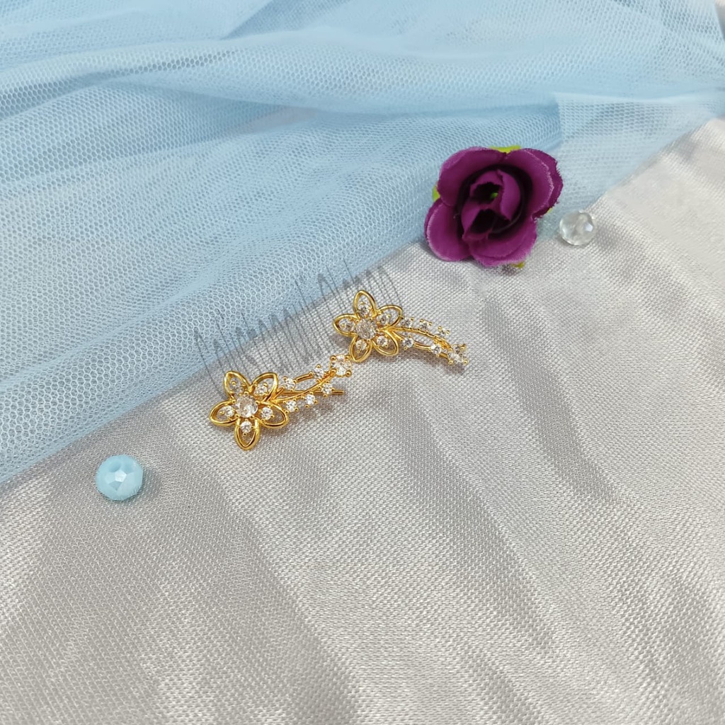 ANTING JALAR PERMATA WANITA DIAMOND PERHIASAN EMAS KOREA ANTI KARAT DAN ANTI LUNTUR