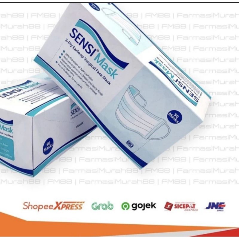 Jual MASKER SENSI EARLOOP SURGICAL 3 PLY ( 085866704344 ) | Shopee ...