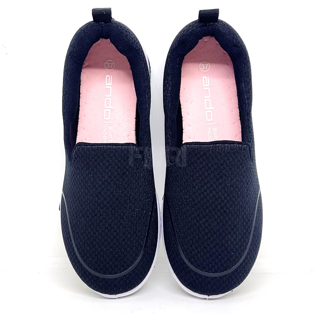 FIURI - Ando Original - TISELLA 37-40 HITAM PUTIH  - Sepatu Kets Wanita - Sepatu Flat Shoes Slip On Wanita - Sepatu Olahraga Wanita - Sepatu Fashion Wanita Promo