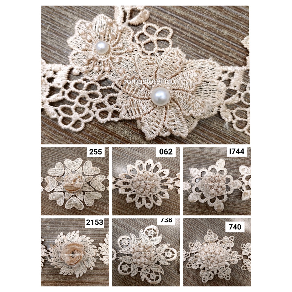 Renda Bordir Bunga Tabur/ Aplikasi Bunga 3D/ Patch Bunga (Harga/Roll)