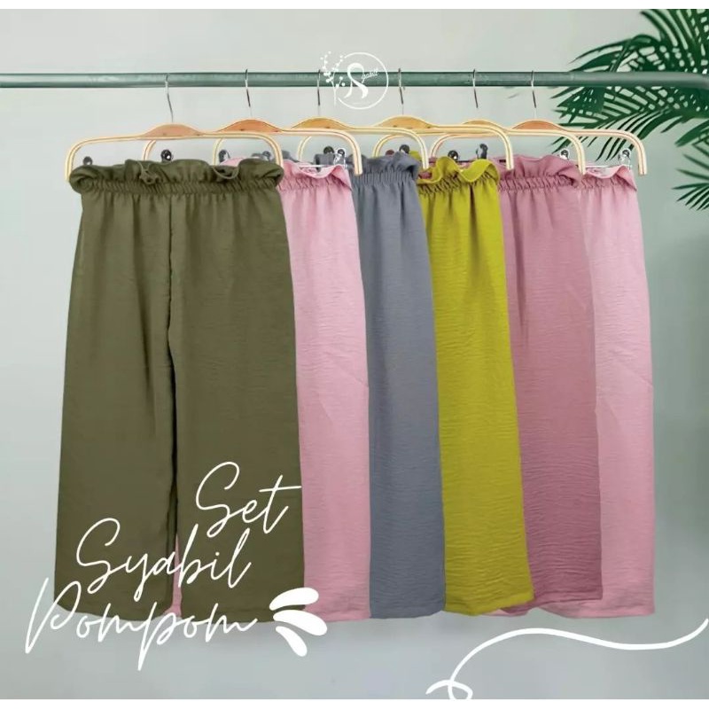 SET SYABIL POMPOM by Syabiel setelan rayon crinckle