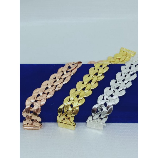 GELANG RANTAI KEPANG BESAR&amp;KECIL+ UKIR BLINK / GELANG PERAK ASLI SILVER 925 LAPIS EMAS/ GELANG FASHION WANITA TERBARU