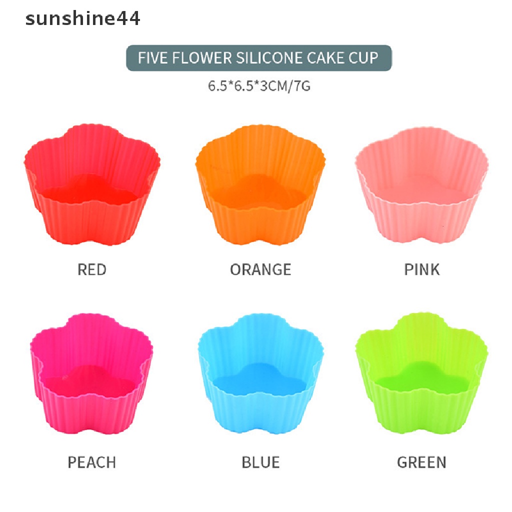 Sunshine 4Pcs Cetakan Cupcake / Muffin / Egg Tart / Pudding / Jelly Bentuk Bunga Bahan Silikon