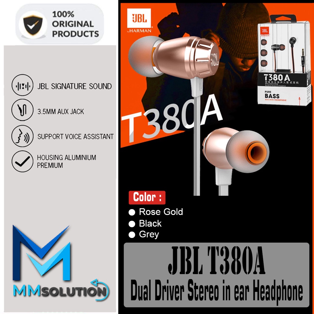 JBL Earphone T380A Dual Driver Stereo in ear Headphone Original