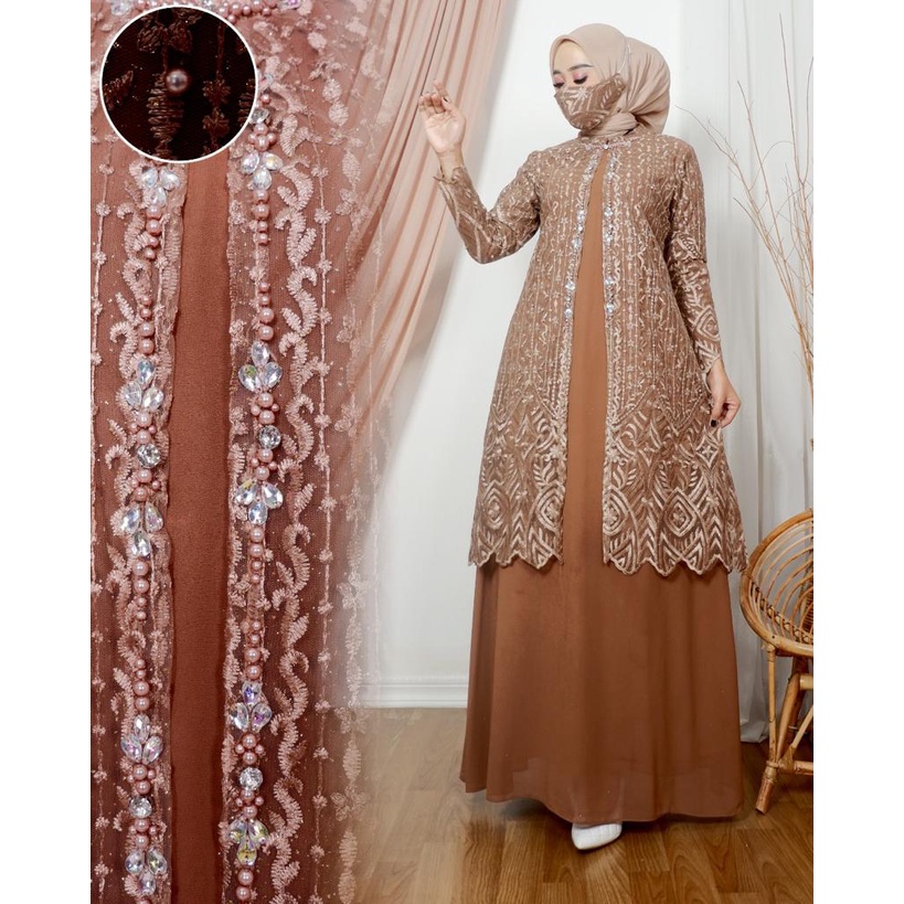 Gallery kebaya - Gamis cardigan II tile mutiara mix baby doll / kebaya modern terbaru