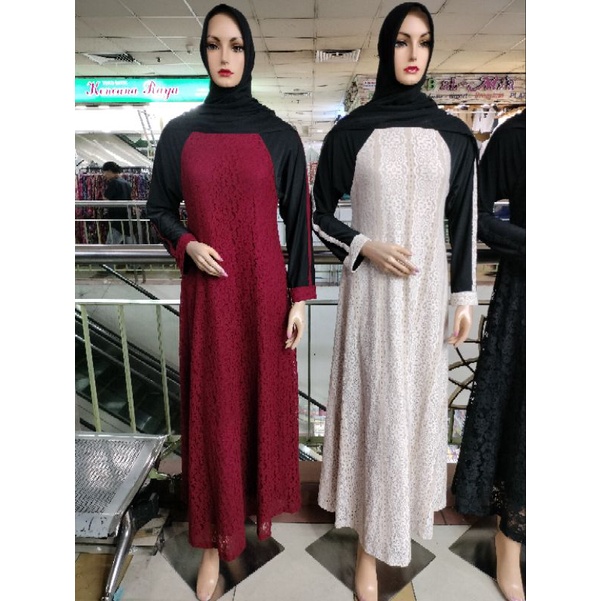 GAMIS ABAYA BRUKAT KOREA IMPOR MIX CERUTY PREMIUM / GAMIS ABAYA BRUKAT NON GLITER / GAMIS PESTA DAN 