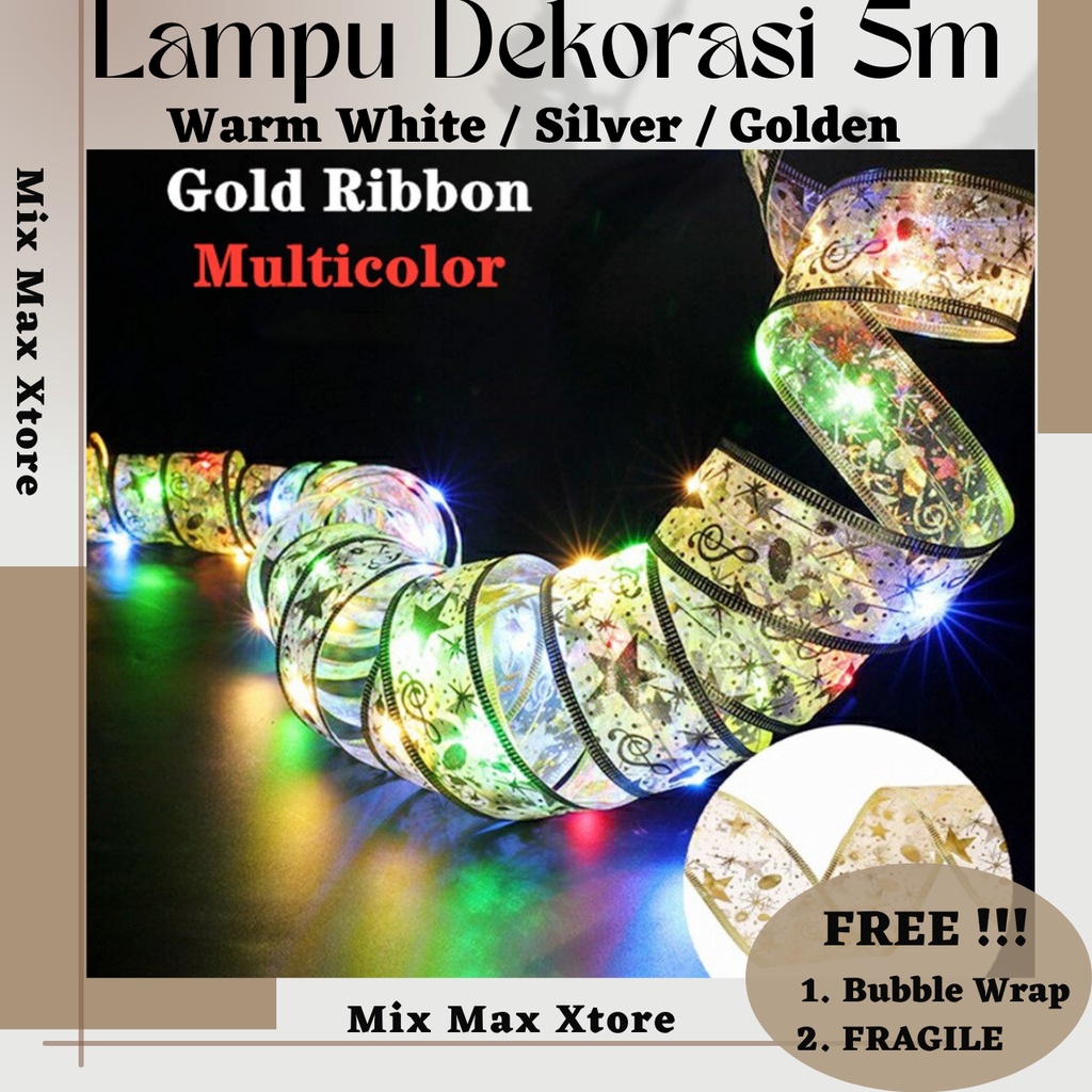 Lampu Dekorasi LED Pohon Natal 50 LED 5 Meter Ribbon Christmas Tree / Lampu Natal / Dekorasi Natal / Lampu Tahun Baru