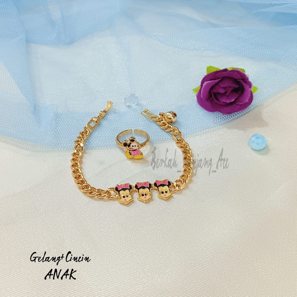 GELANG+CINCIN ANAK KARAKTER perhiasan super berkelas fashion korea anti karat dan anti luntur