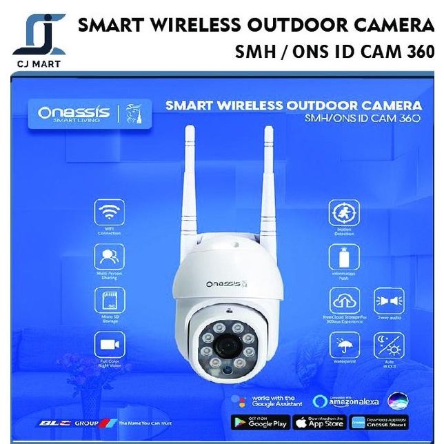 ONASSIS Smart Outdoor Camera 360 IP Cam CCTV IP65 Weatherproof