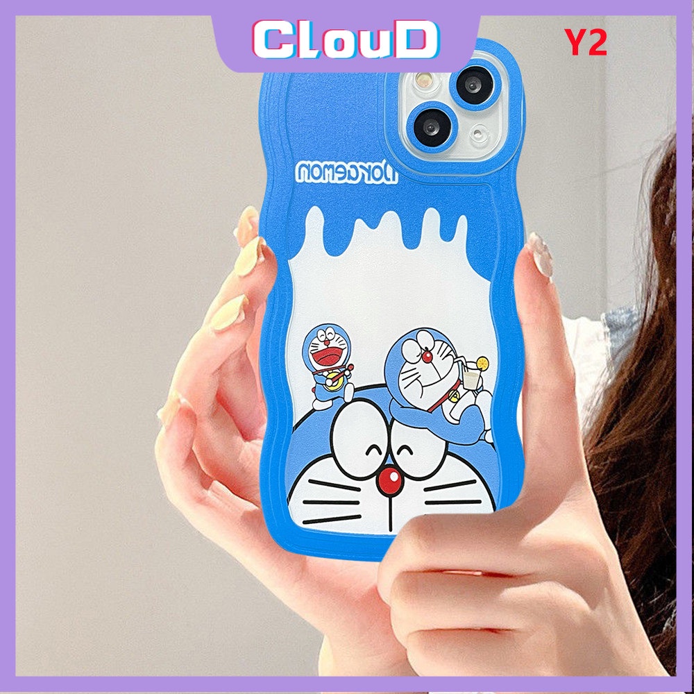 Soft Tpu Kartun Milk Tea Case Vivo Y22 Y75 Y15A Y12s Y25E Y16 Y11 V23E Y20 Y12 Y35 V20 Y12i Y91 Y91C Y21 V21 Y1s Y55 Y15s Y15 Y30 Y21s Y17 Y33s T1 Wavy Edge Cute Doreamon Cover