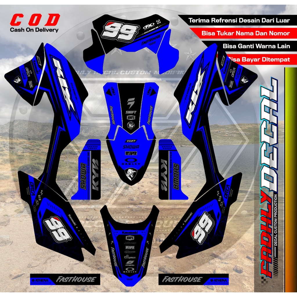 Decal KLX BF / G / Extreme Biru HITAM (FULLCUSTOM / BEBAS DESAIN) KEREN STICKER FULLBODY