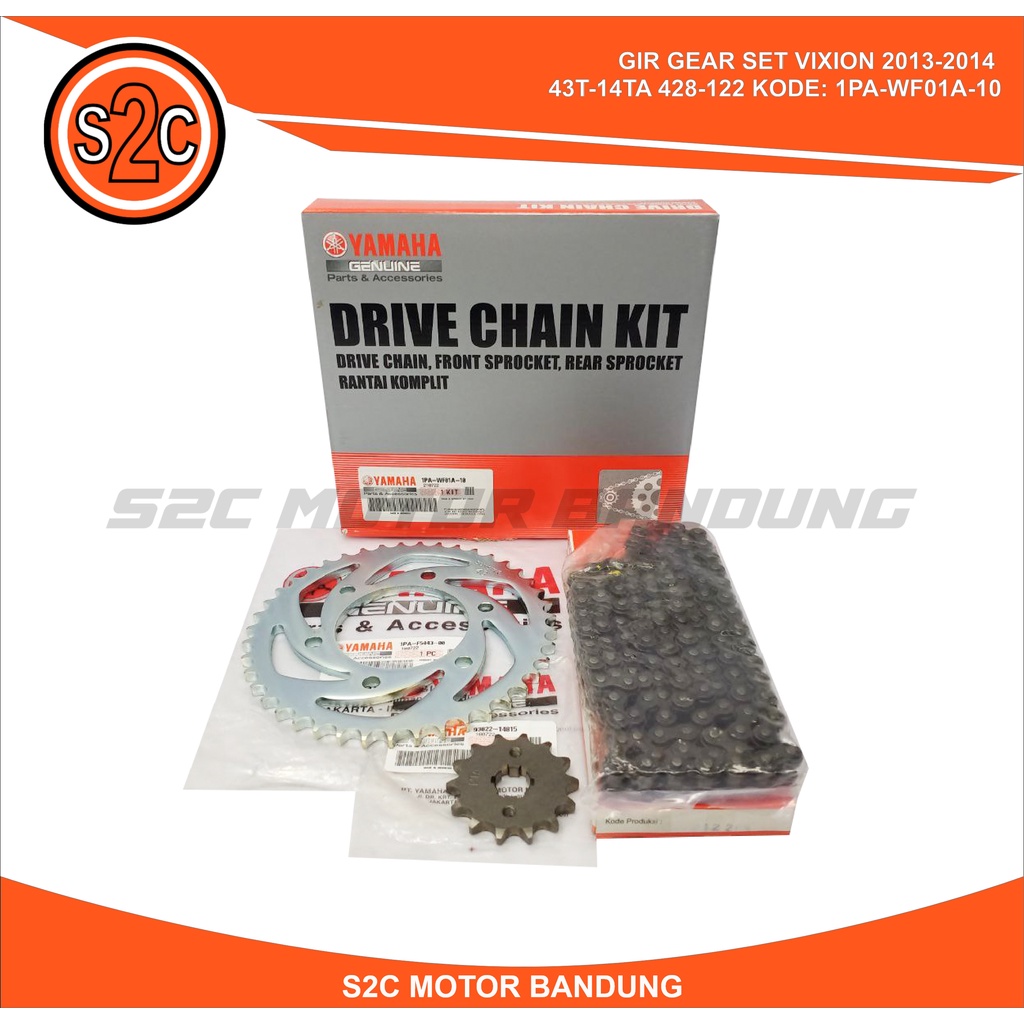 GEAR SET GIR SET YAMAHA VIXION NEW 2013-2014 1PA-WF01A-10 RANTAI TANPA SAMBUNGAN ORIGINAL YAMAHA YGP