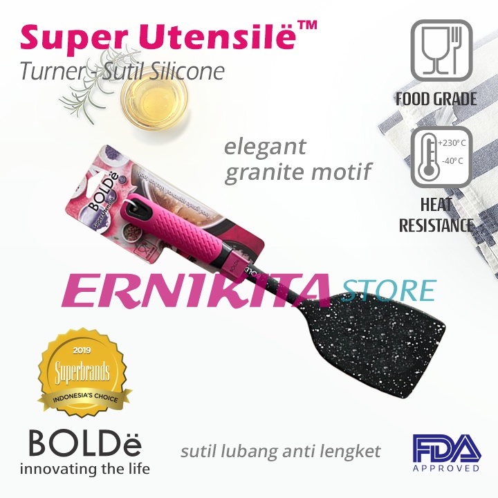 BOLDe Spatula Silicone Black Pink Satuan - Sutil Turner - Tahan Panas