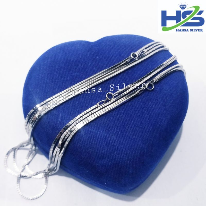 Kalung Perak Pria Wanita Silver Asli 925 Lapis Emas Putih Milano Kaca 40 45 50 55 60 65 70 75 80 Cm Kalung Pria Wanita Anti Karat