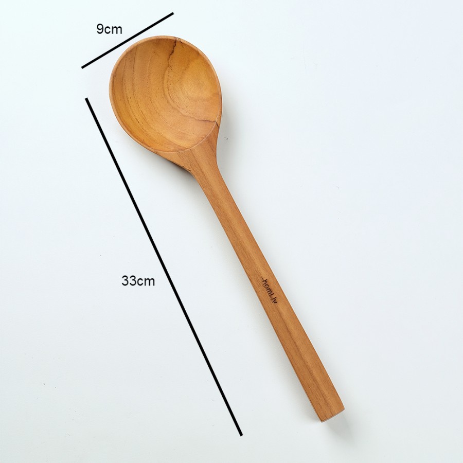 Ktmstore homLiv Irus Sendok Soup Kayu Jati Godiva Foodgrade Irus Wooden Soup Spoon