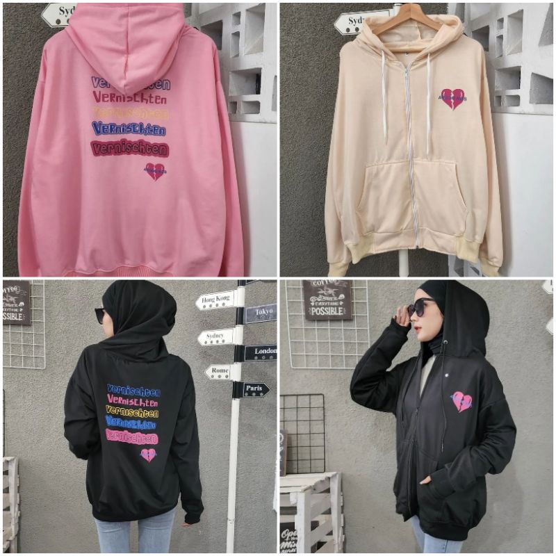 vernis jacket zipper jumbo size wanita/jacket zipper hoodie cewek/jacket xxl ld 130cm/jacket hangat 