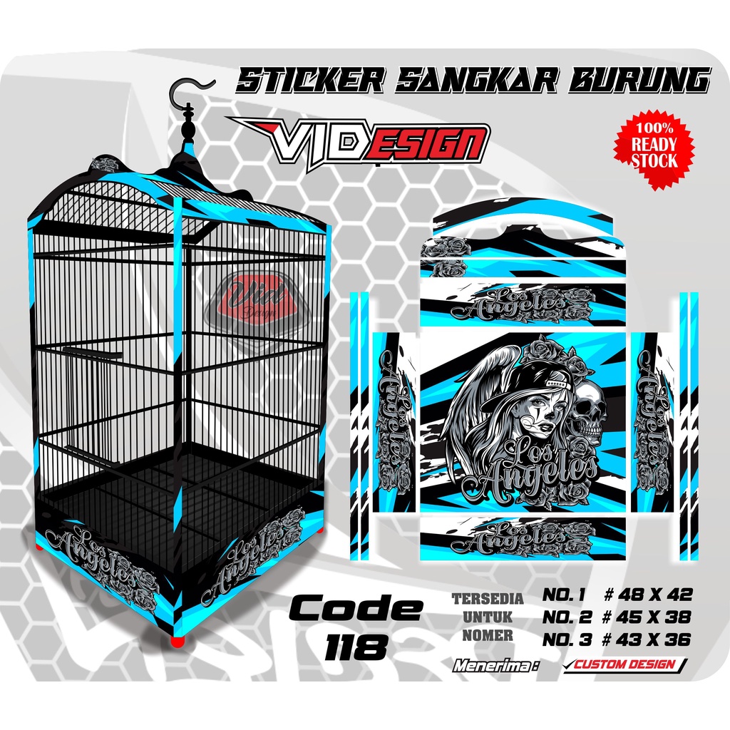 DECAL SANGKAR KACER KENARI STIKER KANDANG KOTAK NO 1 2 3