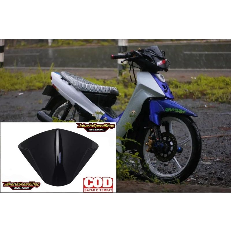 Visor yamaha vega r lama vega r new universal bahan tebal plus lem 3m double tape warna hitam kilap pnp