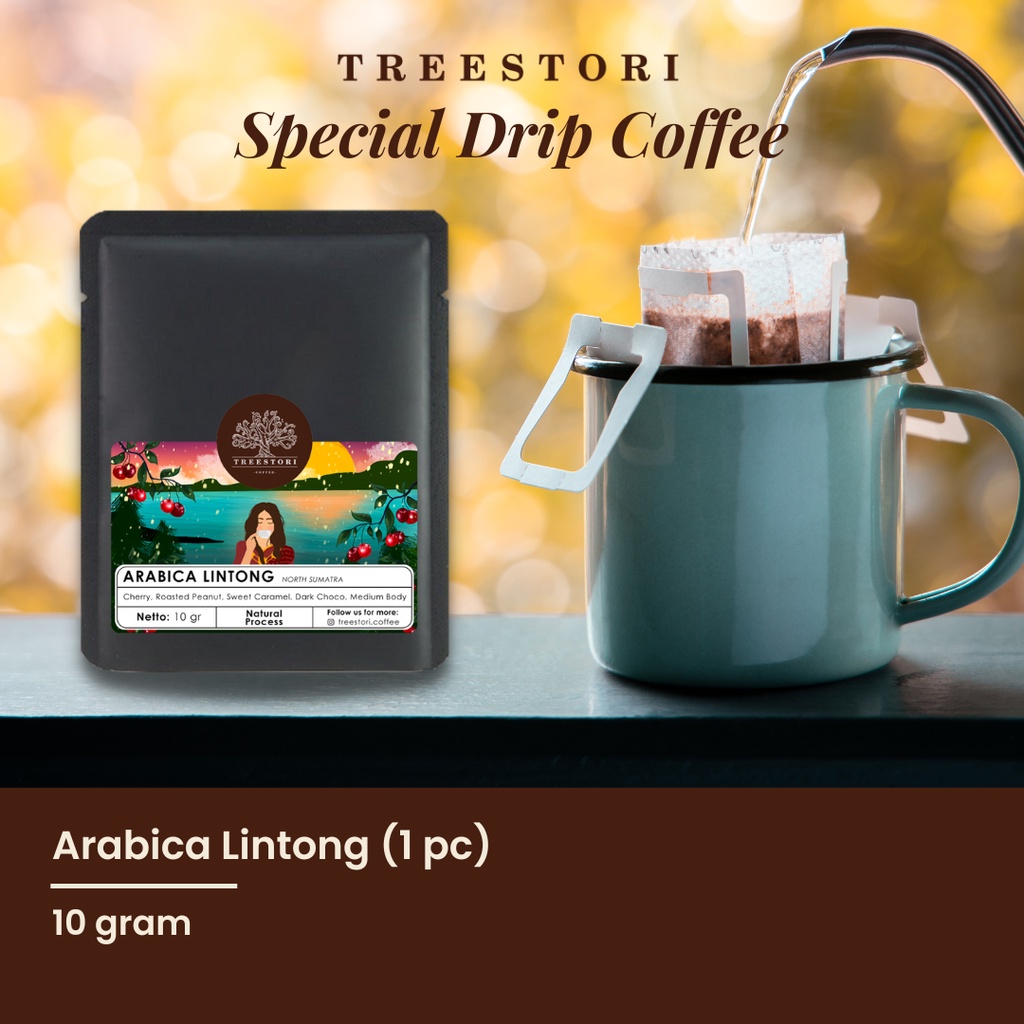 

Treestori Drip Bag / Filter Bag Coffee | Kopi Arabika Lintong 1 pc