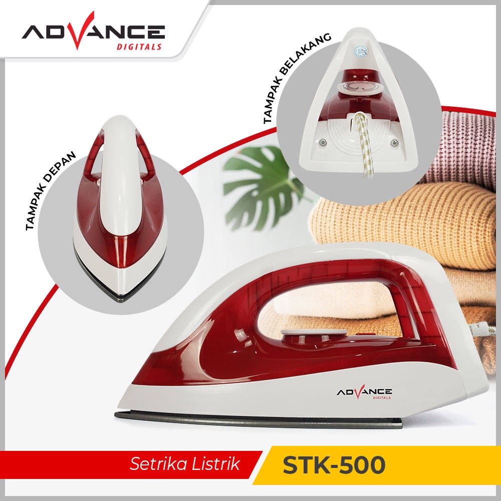 【READY STOCK】 ADVANCE SETRIKA LISTRIK ANTI LENGKET STK-500 HEMAT LISTRIK 350 WATT GARANSI RESMI 1 TAHUN