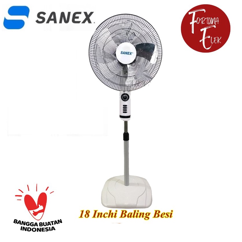 Sanex Stand Fan 18 Inch FS-1899 Baling Baling 5 Daun Plat Stainless