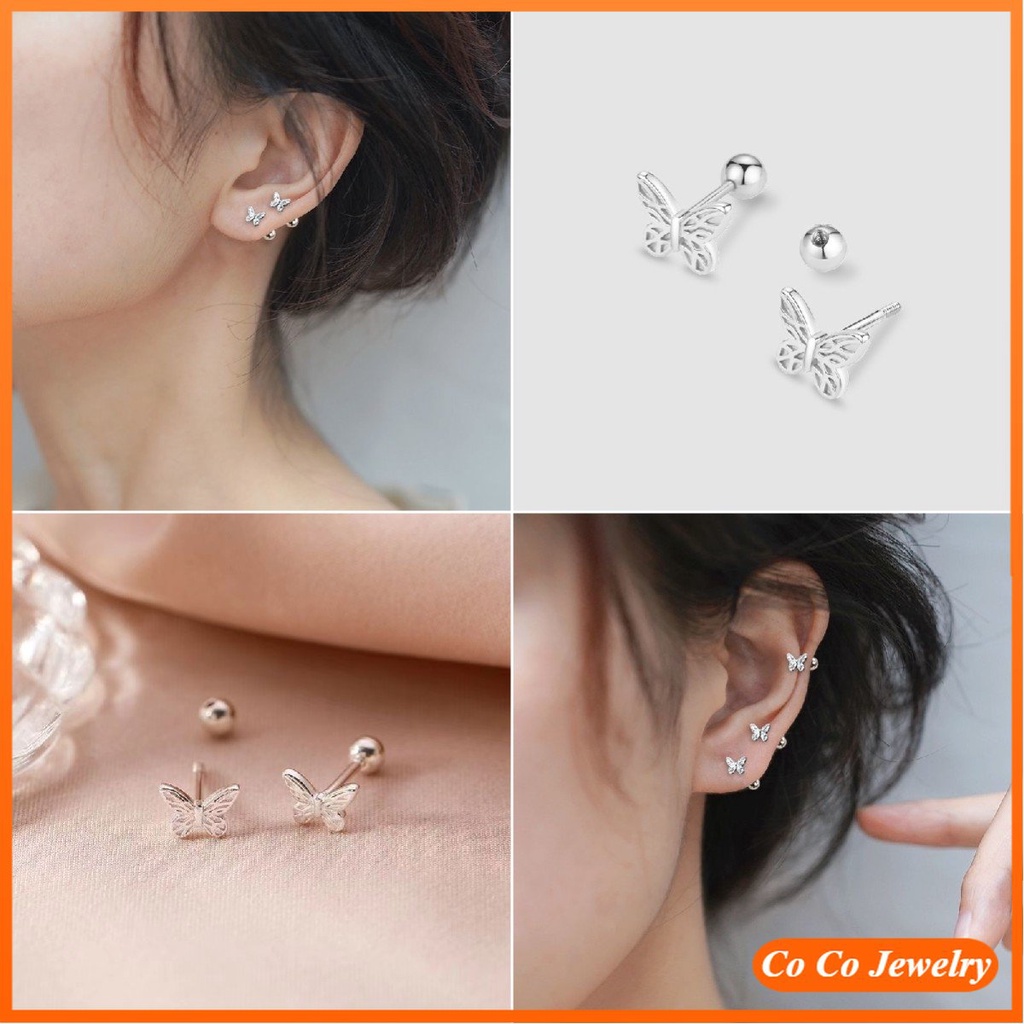 Anting Tusuk Model Pita Hollow Gaya Korea Untuk Wanita