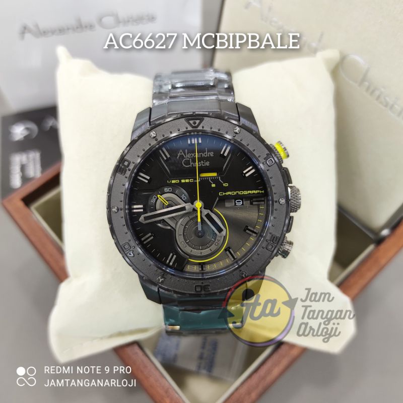 New Alexandre Christie AC 6627 Jam Tangan Pria AC6627 Original MCBIPBALE Black Lite Emerald