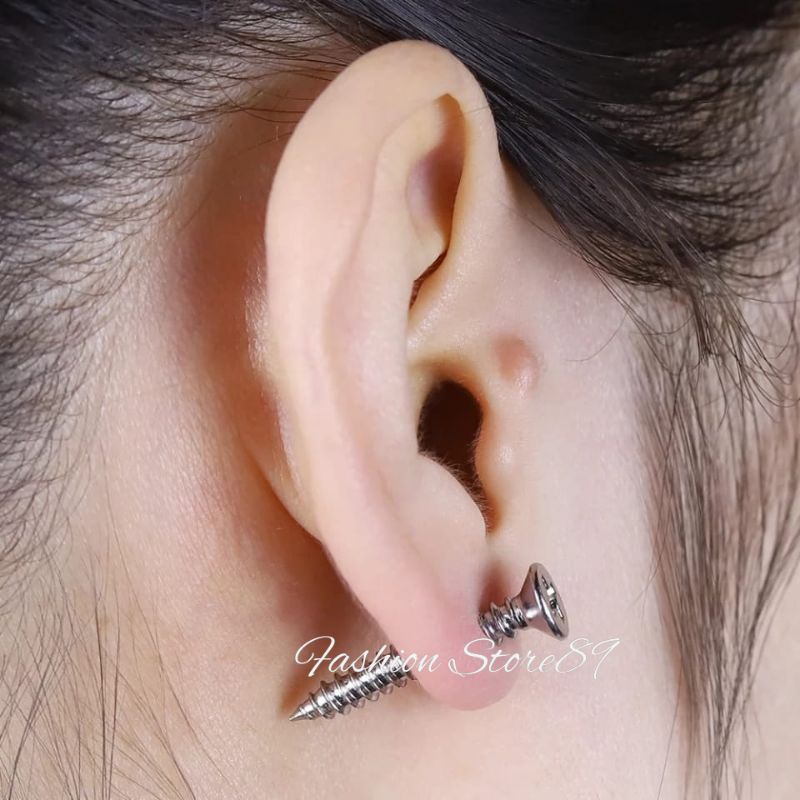 Anting Sekrup Titanium Antikarat Fashion Pria Dan Wanita impor