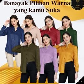 Kameja Wanita Polos Kekinian Oversize Baju Kemeja Hem Cewek Cewe Remaja Wanita Perempuan Lengan Panj