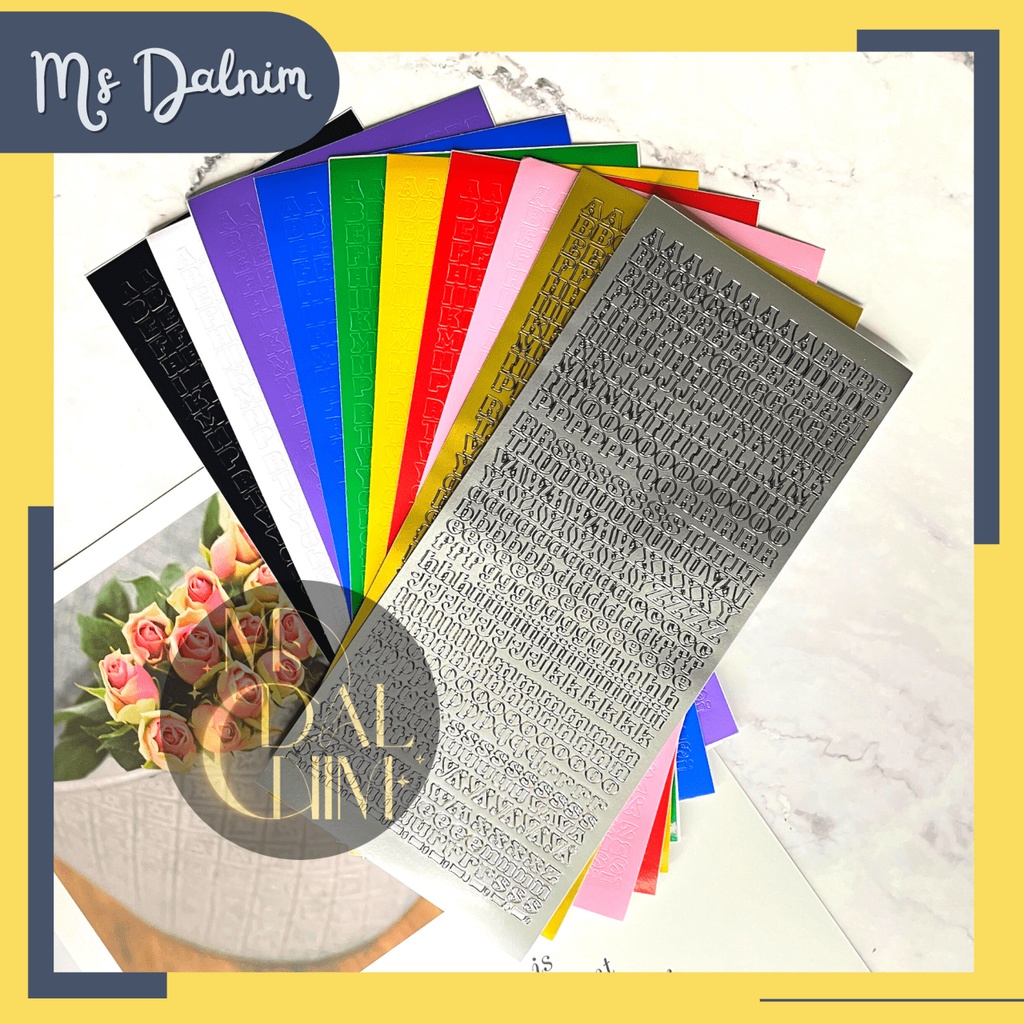 

Stiker Huruf Aesthetic Alfabet Huruf Kapital Kecil Warna Warni Lucu Gold Silver Black White Glossy Doff / Sticker Alphabet Cute Colorful English Letter PVC Kisscut for Diary Planner Journal DIY Scrapbook Craft