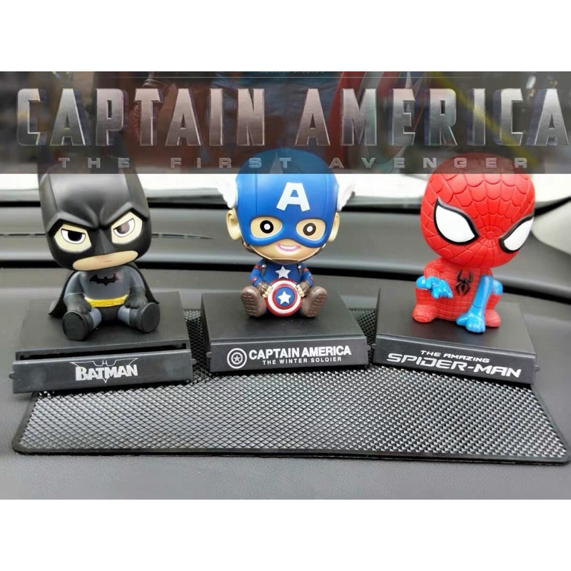 pajangan  mobil spiderman satuan bukan set Pajangan Dashboard Mobil Figure Bobble head Pajangan Goyang Avengers Superhero Batman Superman Spiderma