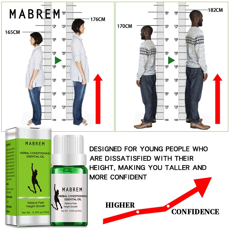 Mabrem Minyak Peninggi Badan Herbal Essential Oil 10ml-Suplemen Penambah Tinggi Badan Permanen Aman 