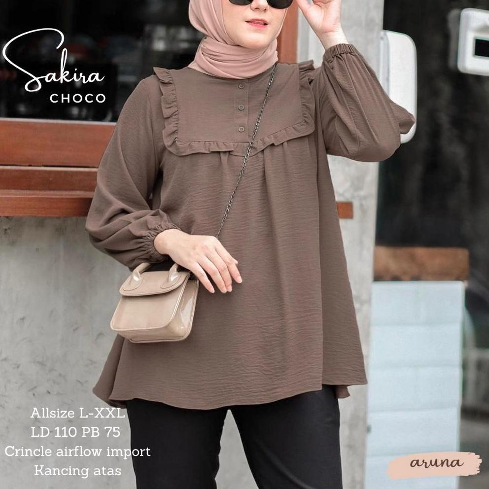 {BKS.18Oc22в} Sakira Tunik Crincle Airflow Baju Tunik WanitaTunik Jumbo LD 100 110 120 130 140 Tunik