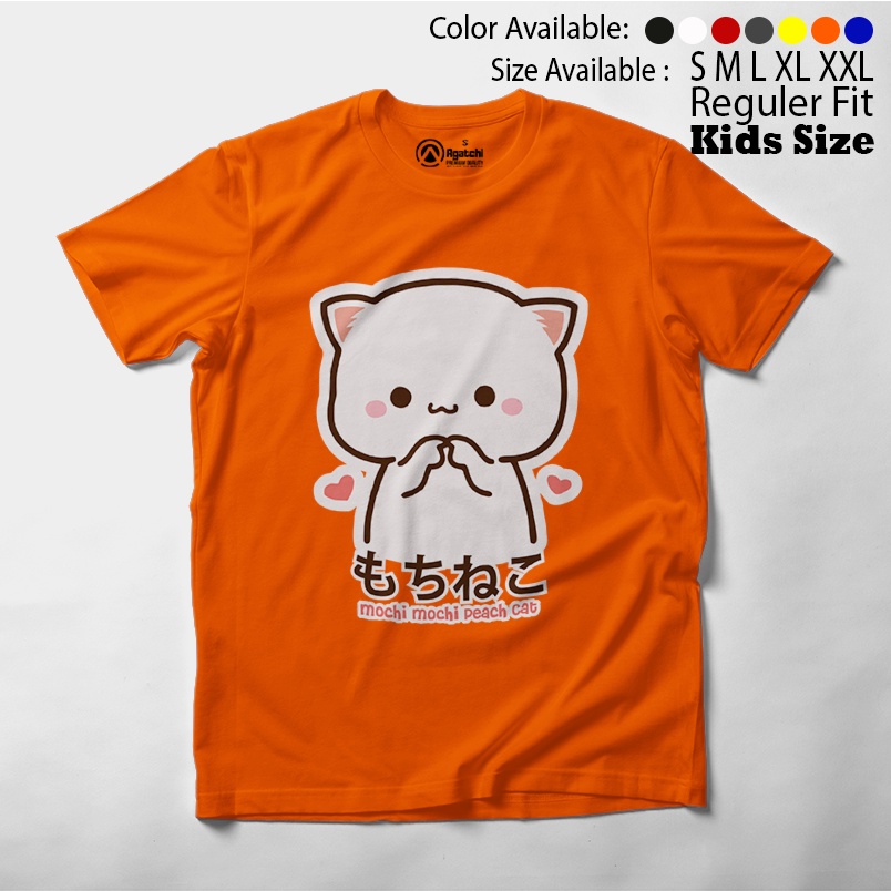 Kaos Atasan Anak Perempuan Agatchi Motif Mochi Peach Cat