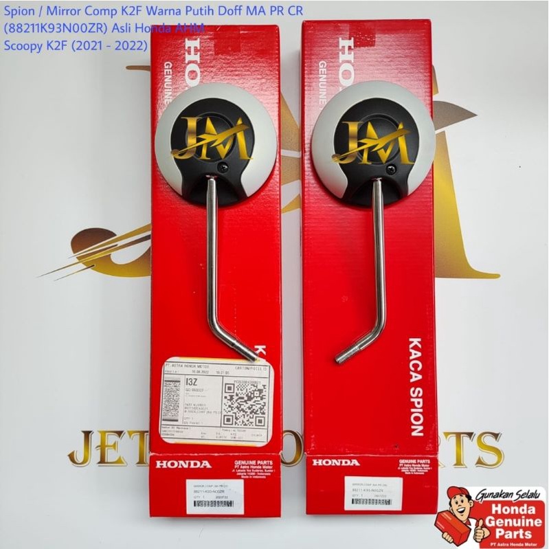 Kaca Spion Mirror Comp  Scoopy  K2F 2021 - 2022 Prestige White Putih Doff Asli atau Ori Honda AHM 88
