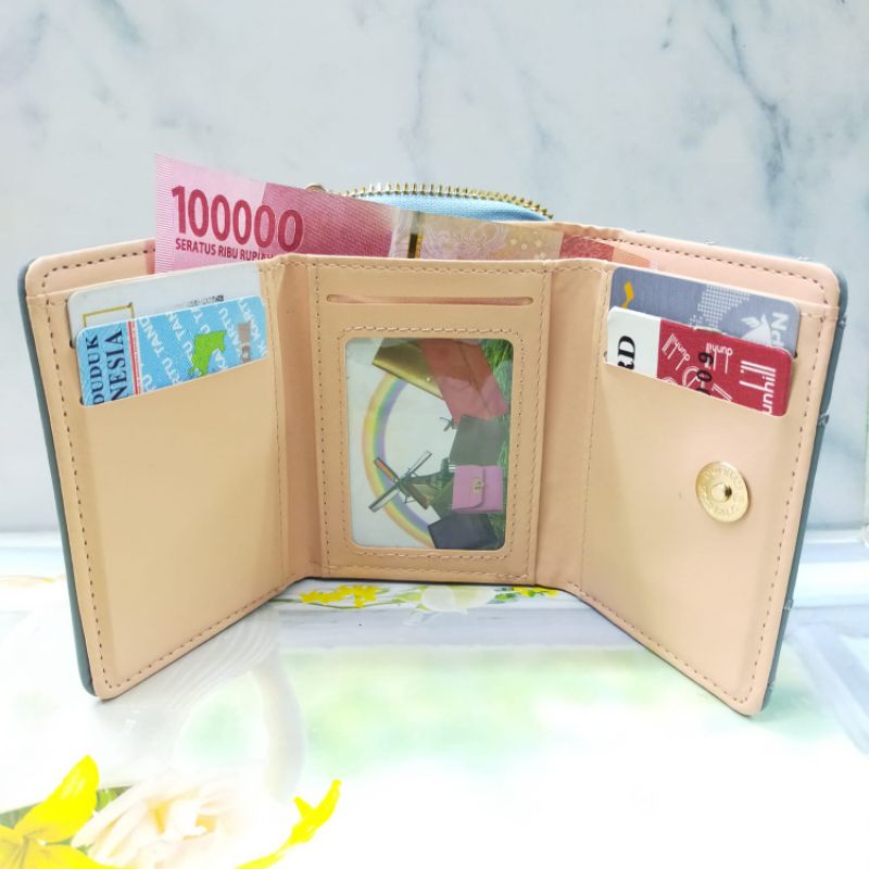 COD DOMPET WANITA MINI LIPAT 3 KOIN KARTU RESLETING DOMPET KECIL WANITA FOREVER YOUNG