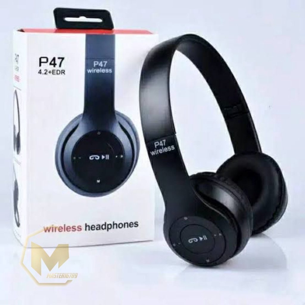 HEADPHONE BLUETOOTH P47 HEADSET BANDO GAMING LIPAT WIRELESS AUDIO STEREO SUPER BASS 5.0 EDR TRAVEL MA3602