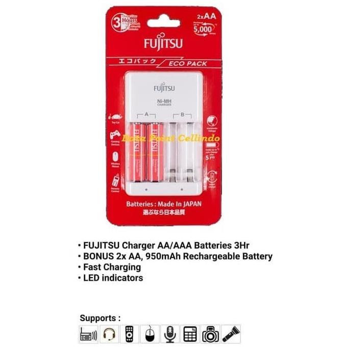 [ Promo ] Charger Fujitsu 1000 Series 950Mah A2 Bp2 Original Japan Aa Isi 2 - Drone Kamera Dan Akses