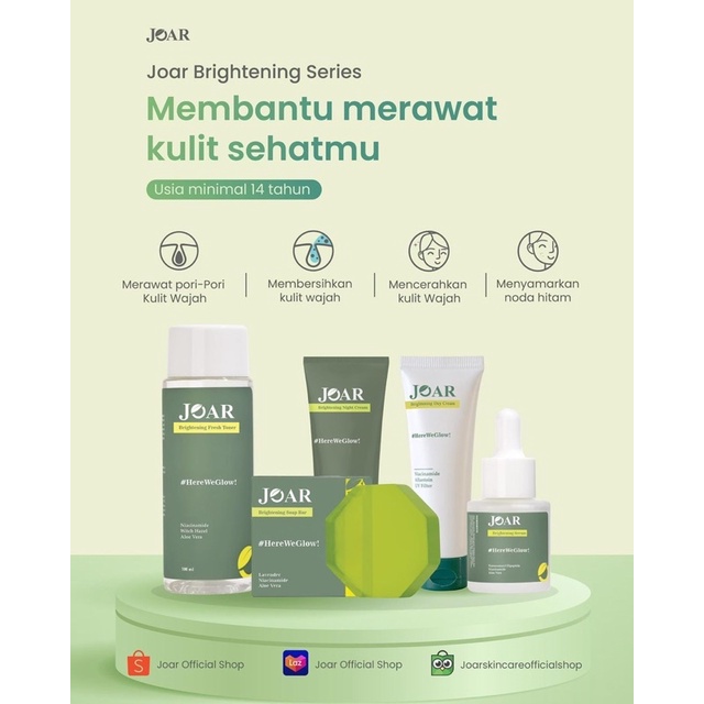 Joar Skincare Paket Brightening Series (Serum, Facial Soap, Toner Day Cream dan Night Cream) COD