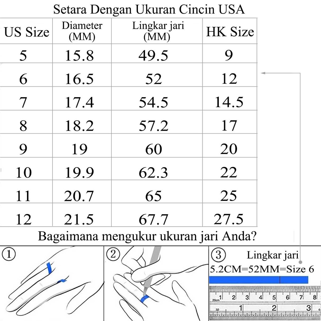 Cincin Platinum Dengan Batu Sapphire Biru Untuk Pria / Wanita