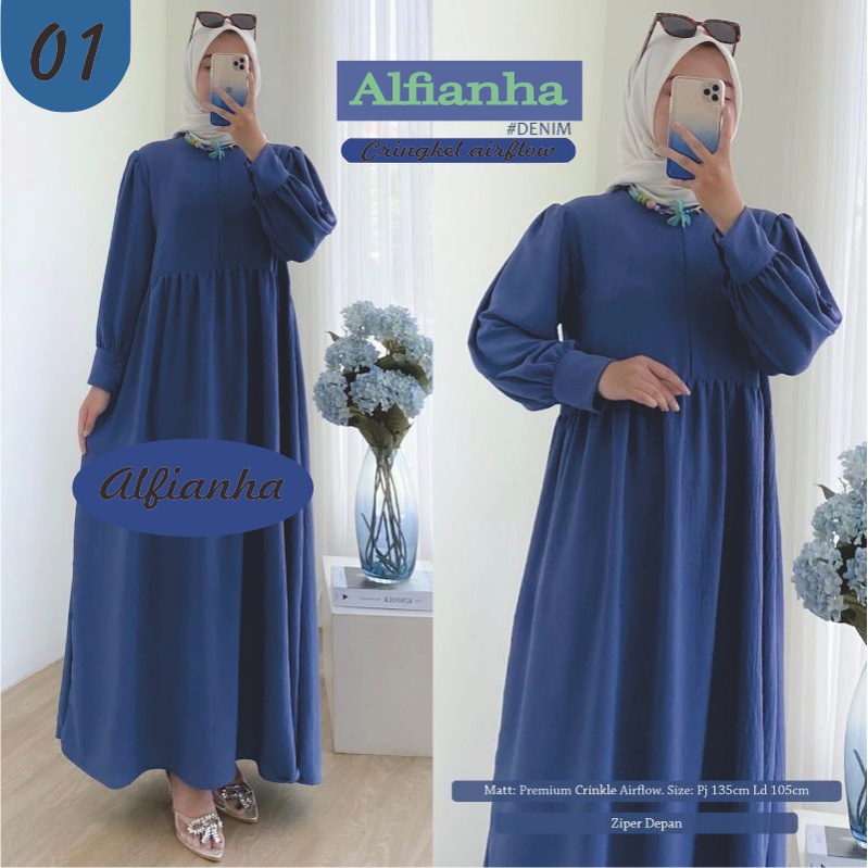 Hane Dress Polos Wanita Kekinian Crinkle Airflow Premium LD 110 By Alfianha