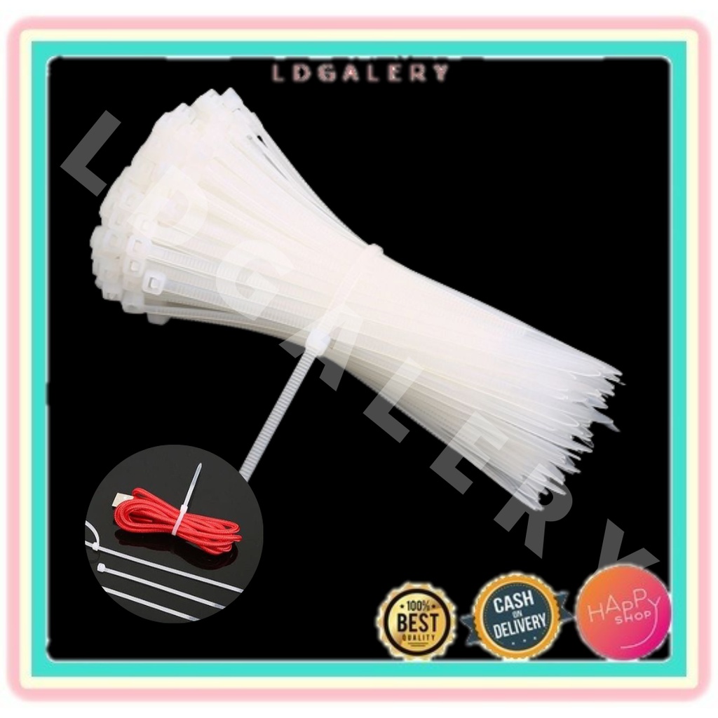 

LDG SS31 Kabel Ties 2.5mm x 200mm Warna Putih/Hitam 1Pack isi 100PCS Kabel Tie/Kabel Pengikat Kualitas Import Murah