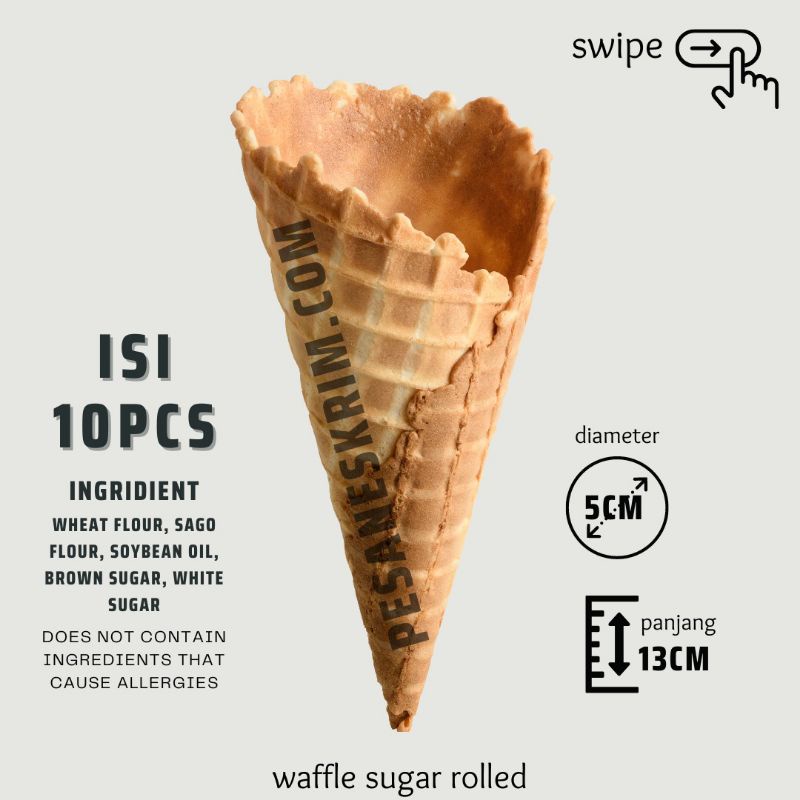 

Rolled Sugar Cone Waffle Mixue size 5cm x 13cm