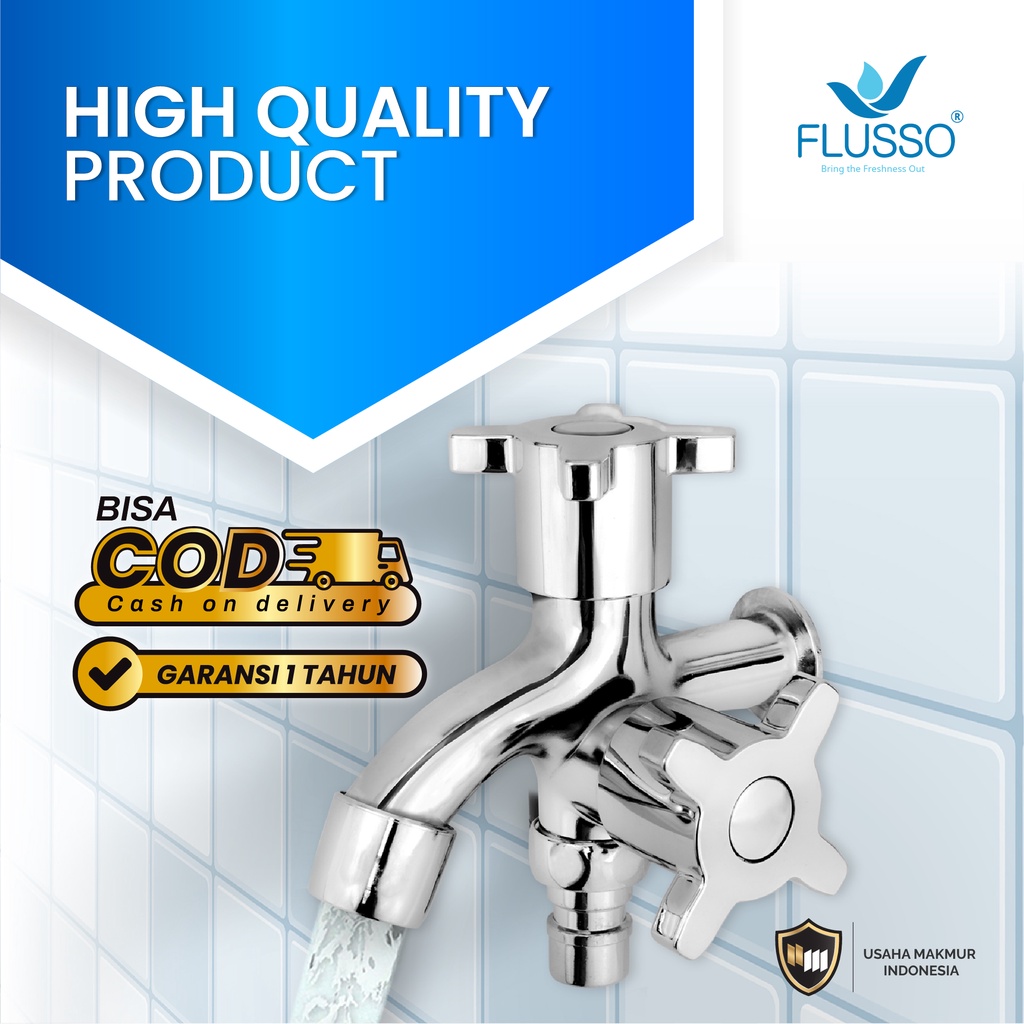 FLUSSO KRAN PB3 KDB ZC-S Flusso Kran Tembok Double Baling Stainless Series Kran Shower 655