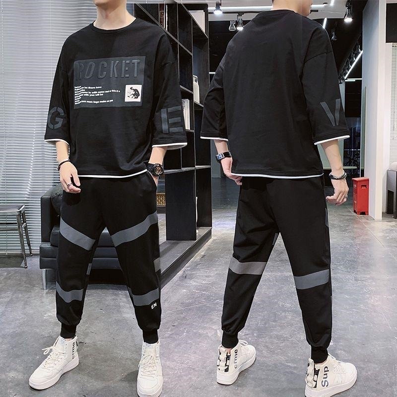 STELAN KAOS OVERSIZE PRIA ROCKET DAN CELANA JOGGER COWOK FASHION SETELAN