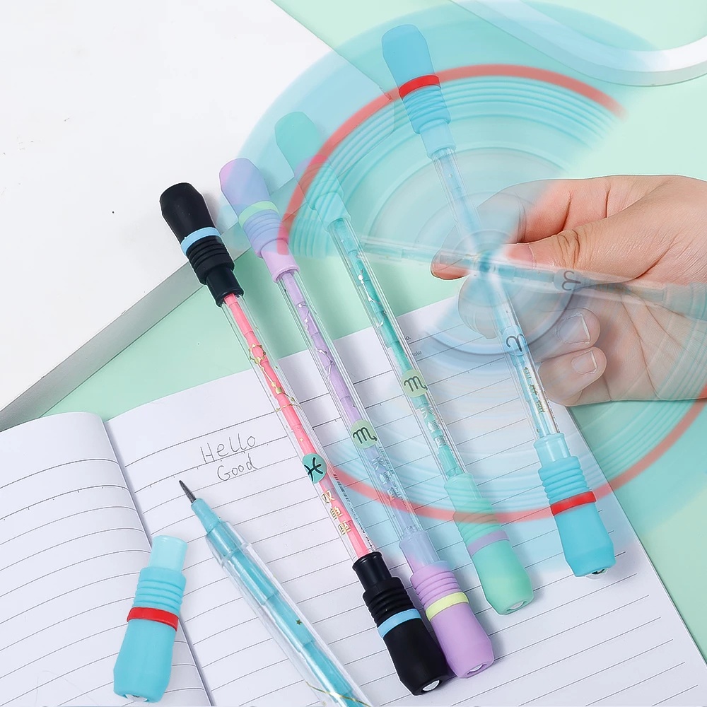 Hot Sale/[10Gaya] Pena Kartun Spinning Spinner Pen Pulpen Gaming/Pena Berputar Tangan Anti-slip Pereda Stres/Mainan Menulis Siswa Pena Ballpoint Kawaii
