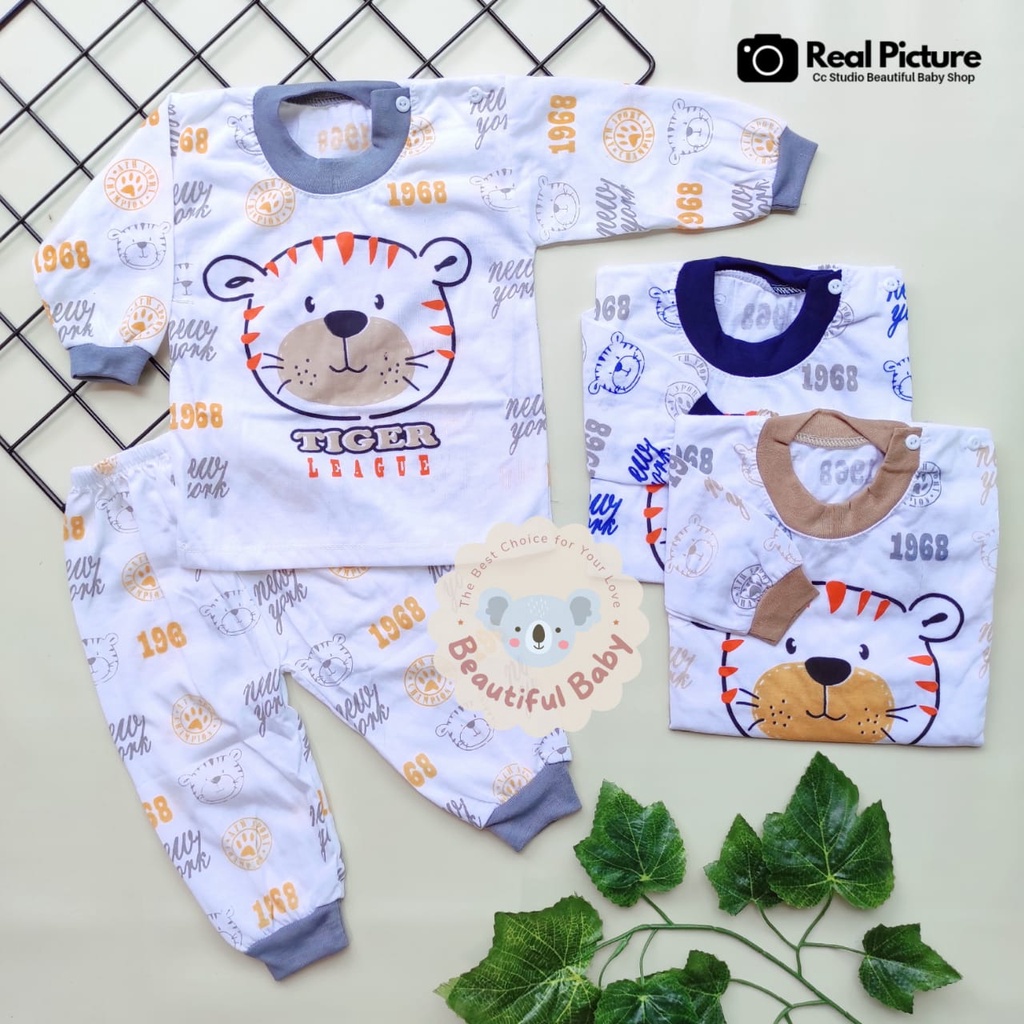 Baby.ou - Setelan Baju Bayi Lengan Panjang Celana Panjang Motif Tiger / Setelan Piyama Bayi / Baju Bayi Panjang / Baju Tidur Bayi