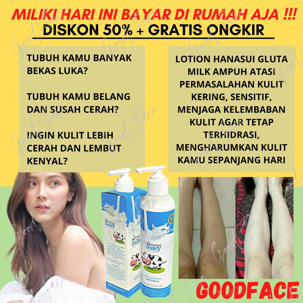 LOTION PEMUTIH BADAN HANASUI GLUTA MILKY PEMUTIH BADAN PERMANEN BODY WHITENING PEMUTIH BADAN BPOM