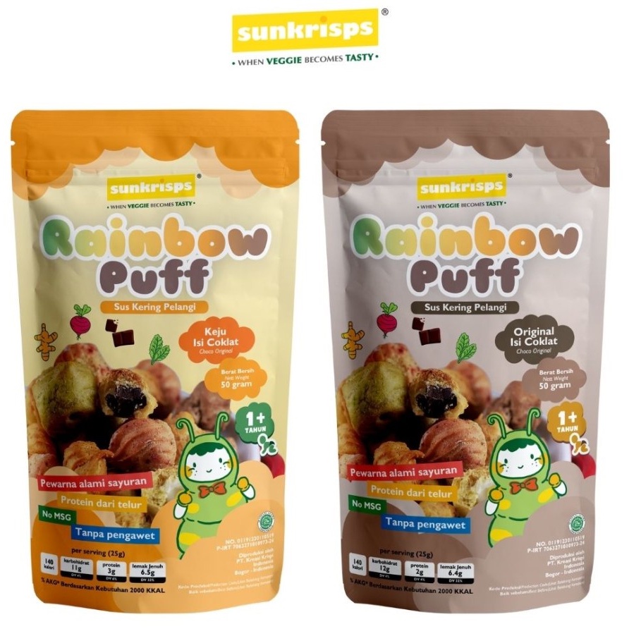 Sunkrisps Rainbow Puff Choco Cheese | Sus Kering Pelangi 50gr